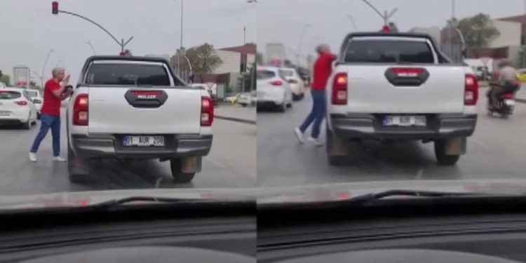 Yol kavgasında yaşlı adamı yumrukladı