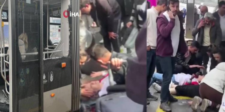 Haramidere’de metrobüs öndeki başka bir metrobüse çarptı: Yaralılar var